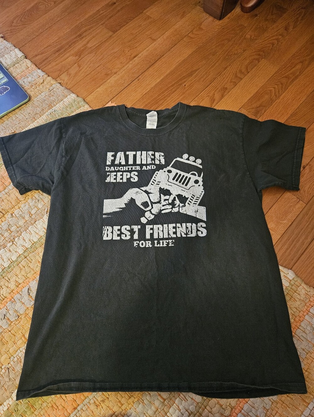 Funny Single Stitch  'Father Daughter and Jeeps Best Friends' Tee
